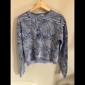 Trendy Blue Swirl Knit Sweater